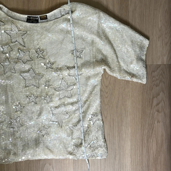 VINTAGE Marquis By Randall Cosco 100% Silk Sequin Skirt and Top - Picture 14 of 15